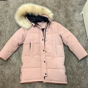 Light pink midi puffer coat
